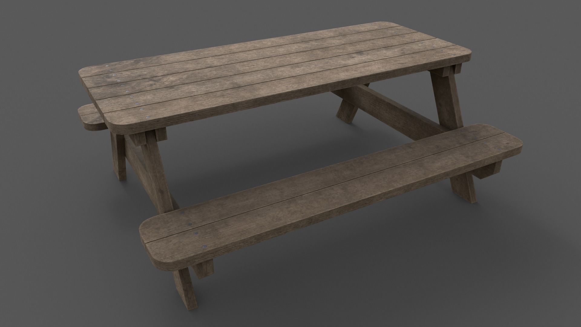 PBR Picnic Table Park Bench Low-poly 3D model_13