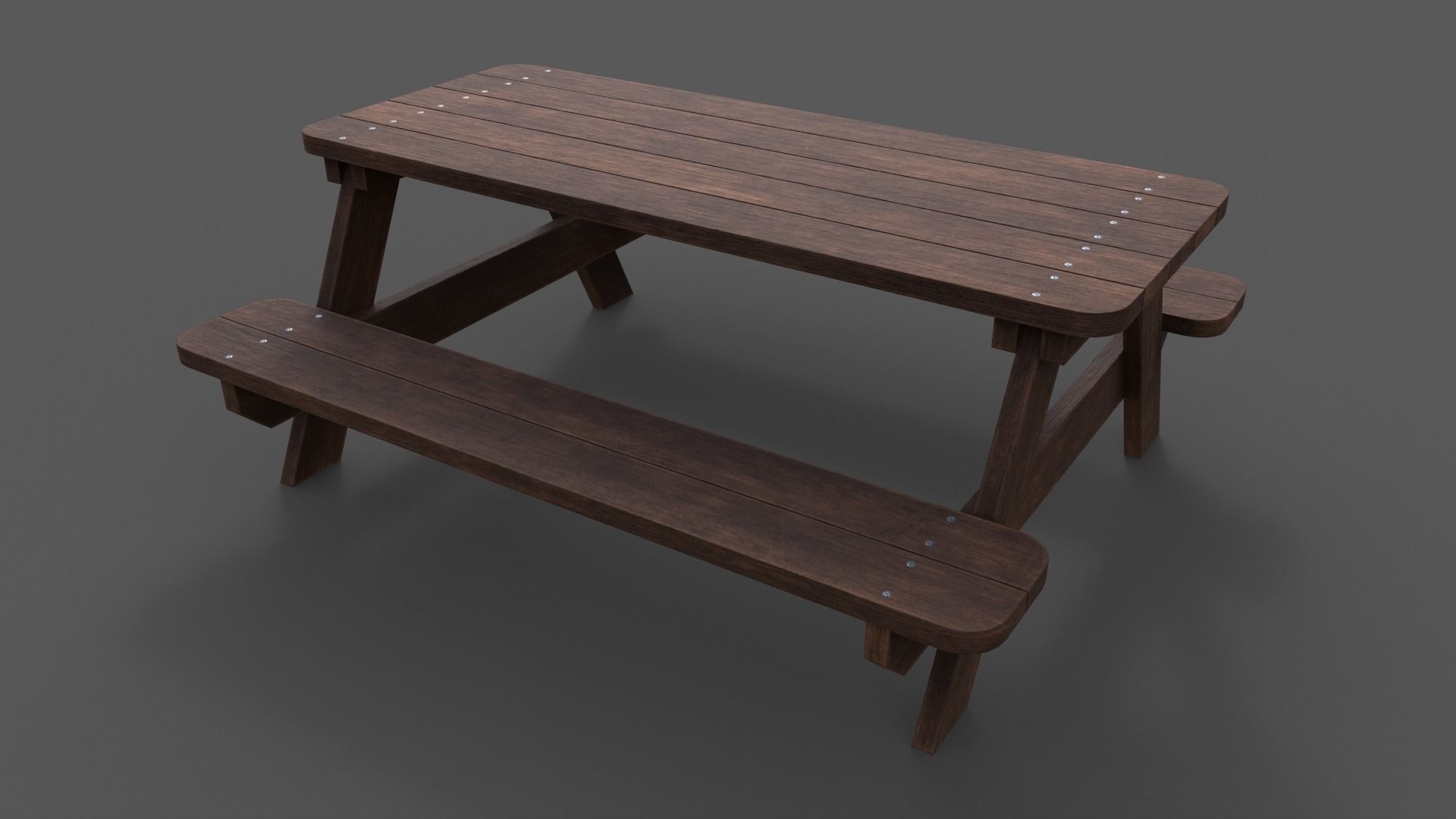 PBR Picnic Table Park Bench Low-poly 3D model_6