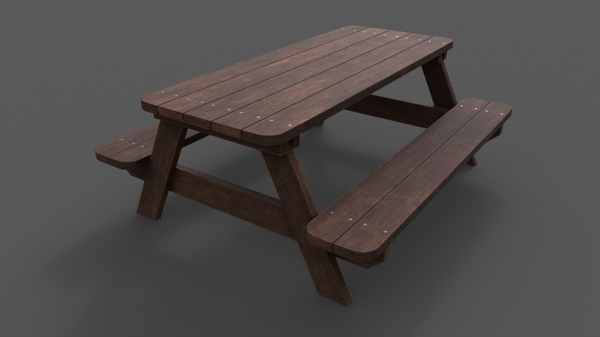 PBR Picnic Table Park Bench Low-poly 3D model_10