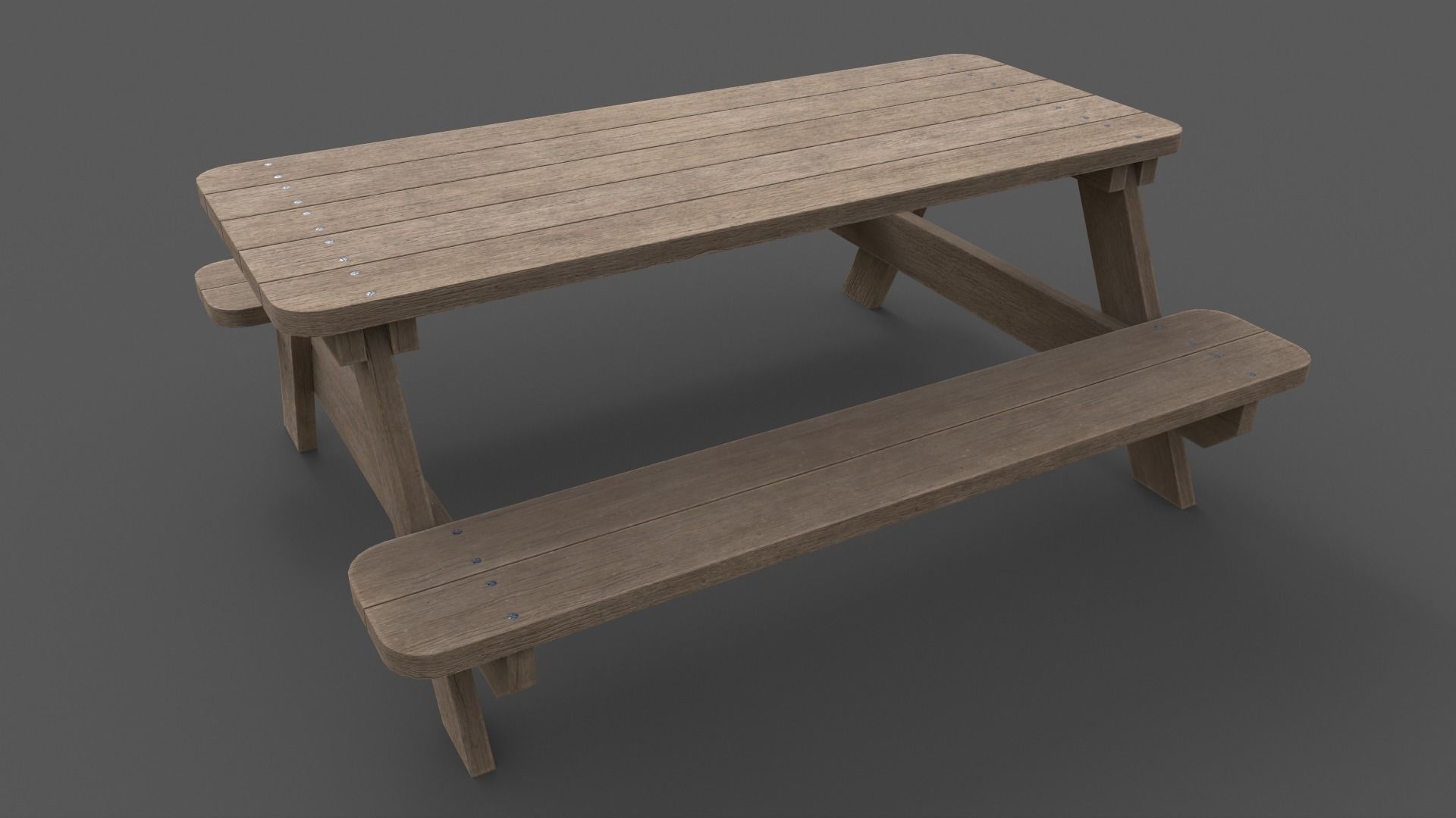 PBR Picnic Table Park Bench Low-poly 3D model_12