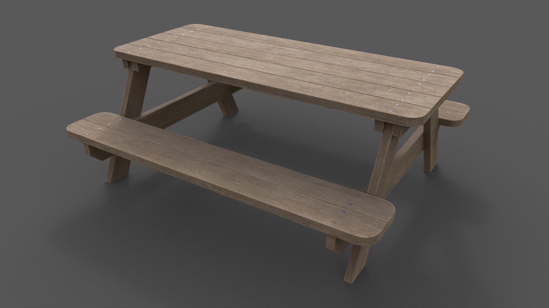 PBR Picnic Table Park Bench Low-poly 3D model_4