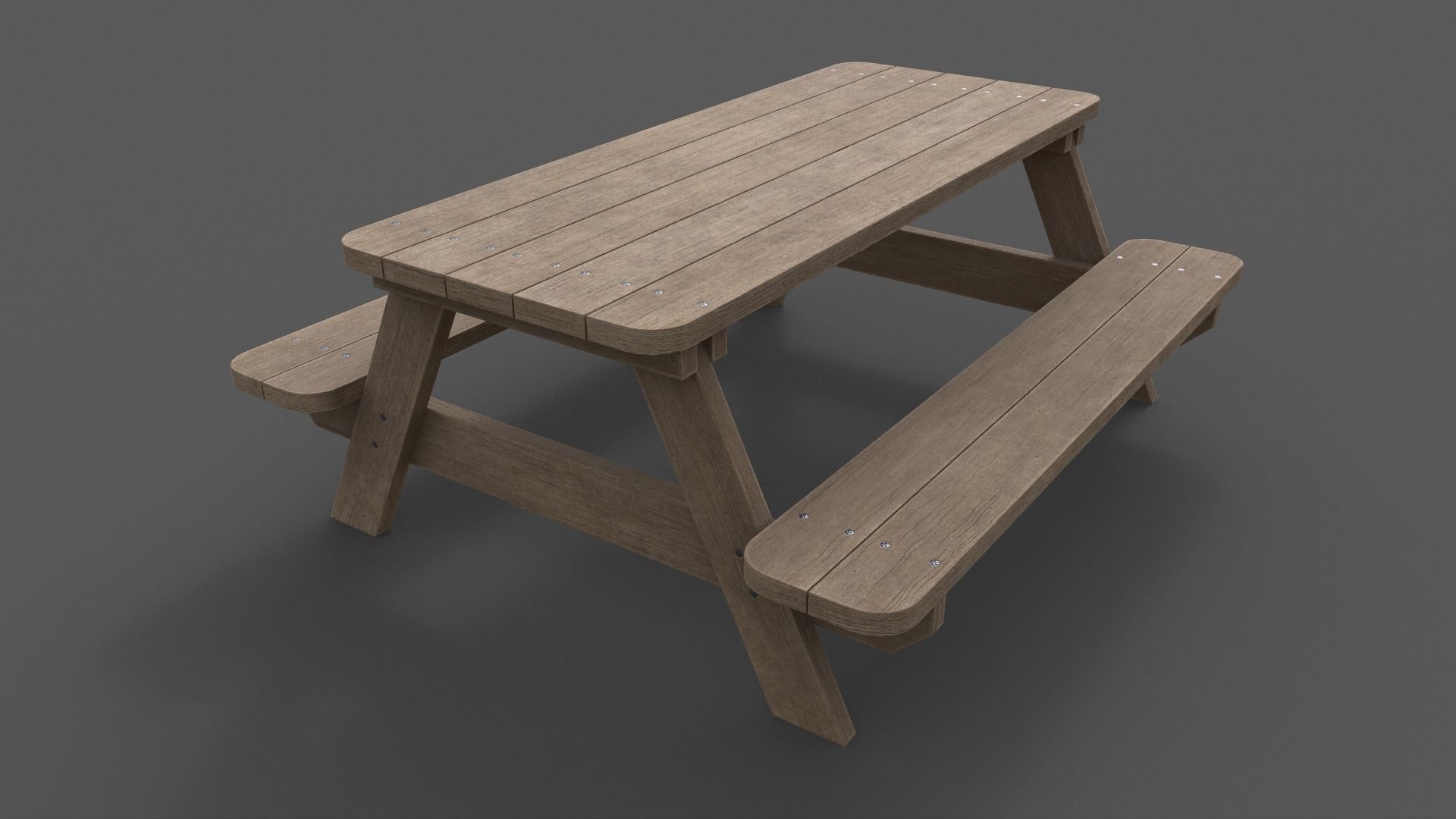PBR Picnic Table Park Bench Low-poly 3D model_8