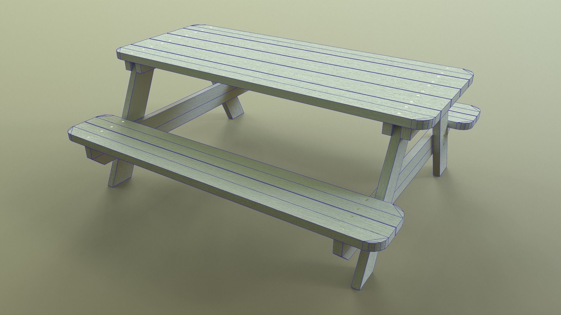 PBR Picnic Table Park Bench Low-poly 3D model_22