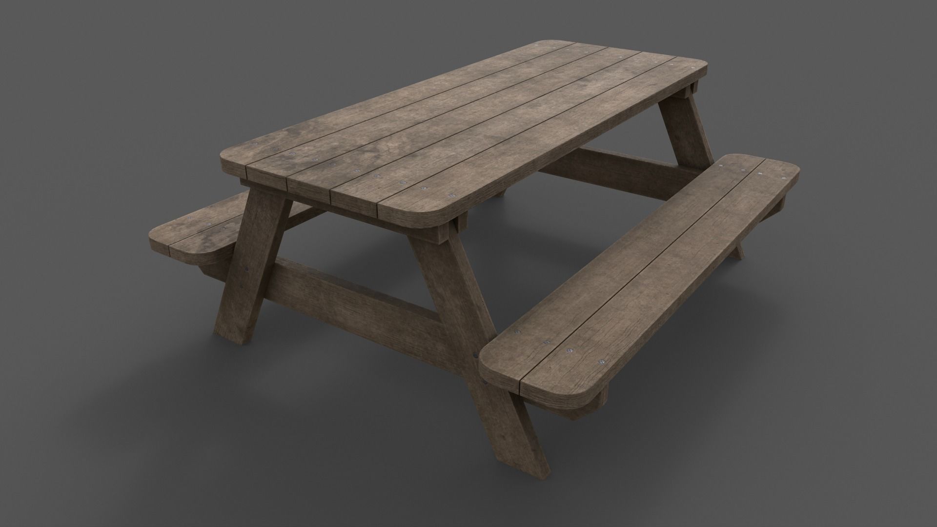 PBR Picnic Table Park Bench Low-poly 3D model_9