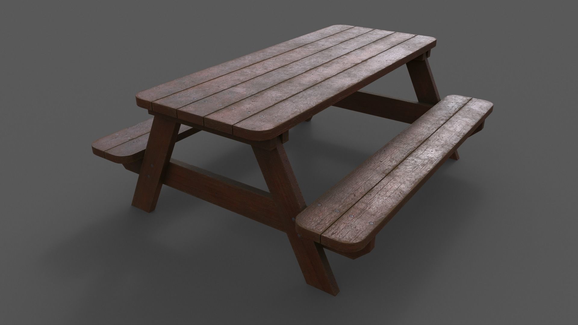 PBR Picnic Table Park Bench Low-poly 3D model_11