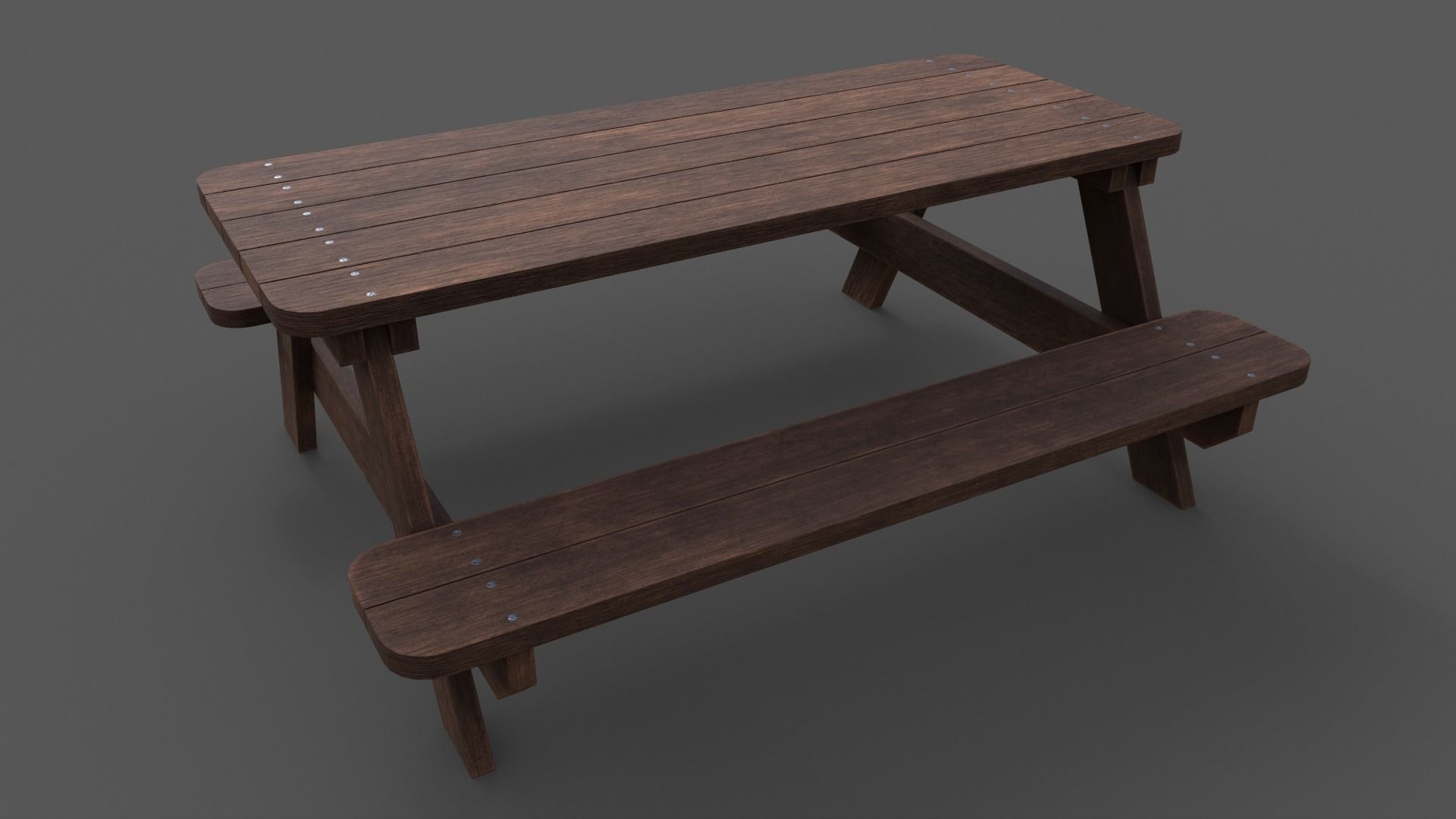 PBR Picnic Table Park Bench Low-poly 3D model_14