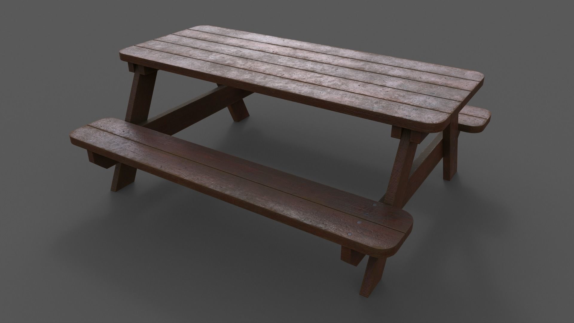 PBR Picnic Table Park Bench Low-poly 3D model_7