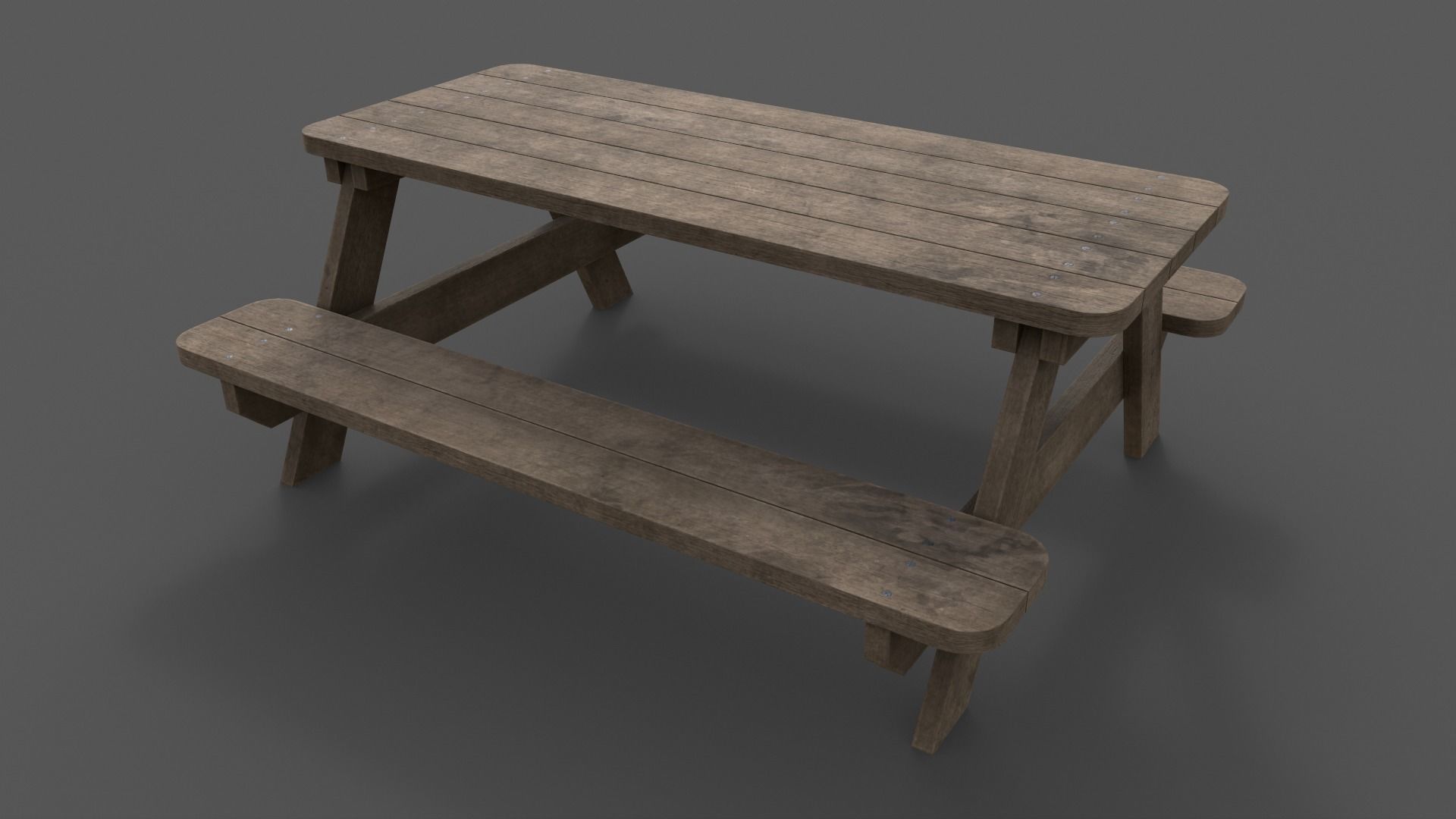 PBR Picnic Table Park Bench Low-poly 3D model_5