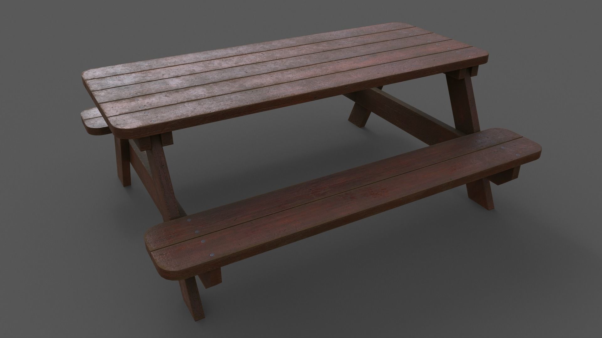 PBR Picnic Table Park Bench Low-poly 3D model_15