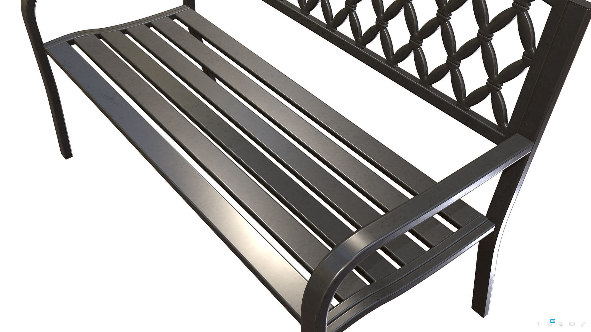 Park Bench 03 - Game-ready - PBR Low-poly Low-poly 3D model_5