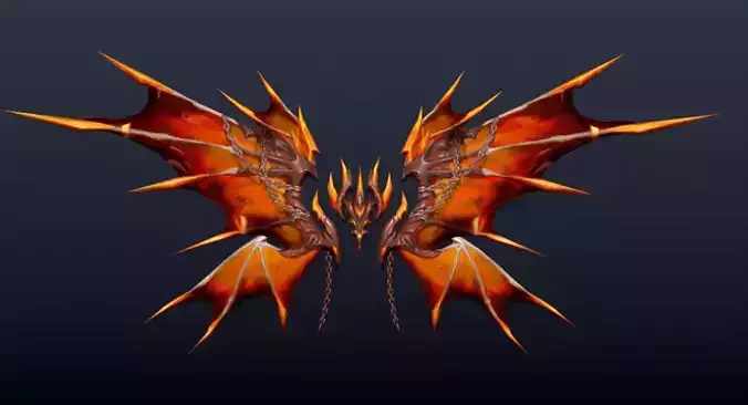 Futuristic Fire Wing Low-poly 3D model