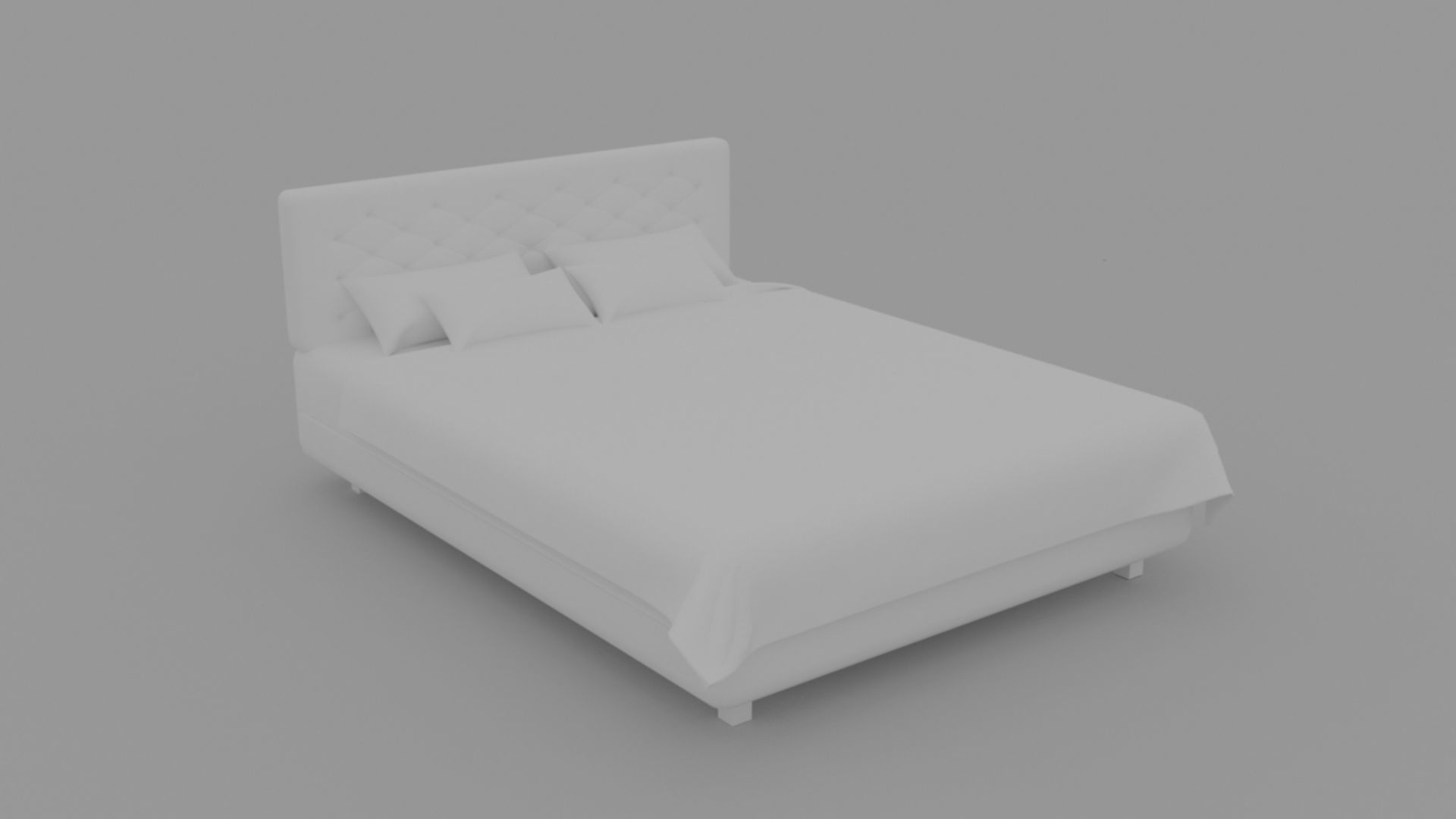 Low poly Bed model with wooden headboard and footboard 3D model_4