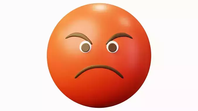 Angry red ball Emoticon Emoji or Smiley 3D model