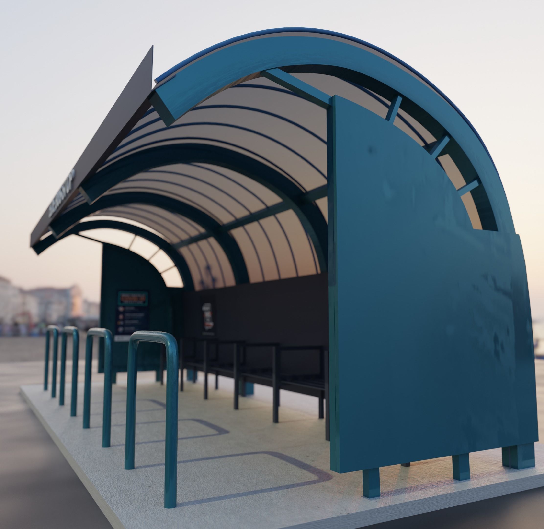 BUS-STOP TWO Free 3D model_2