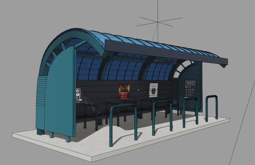 BUS-STOP TWO Free 3D model_3