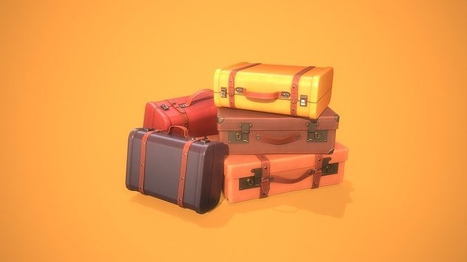 Cartoon Suitcases Low-poly 3D model