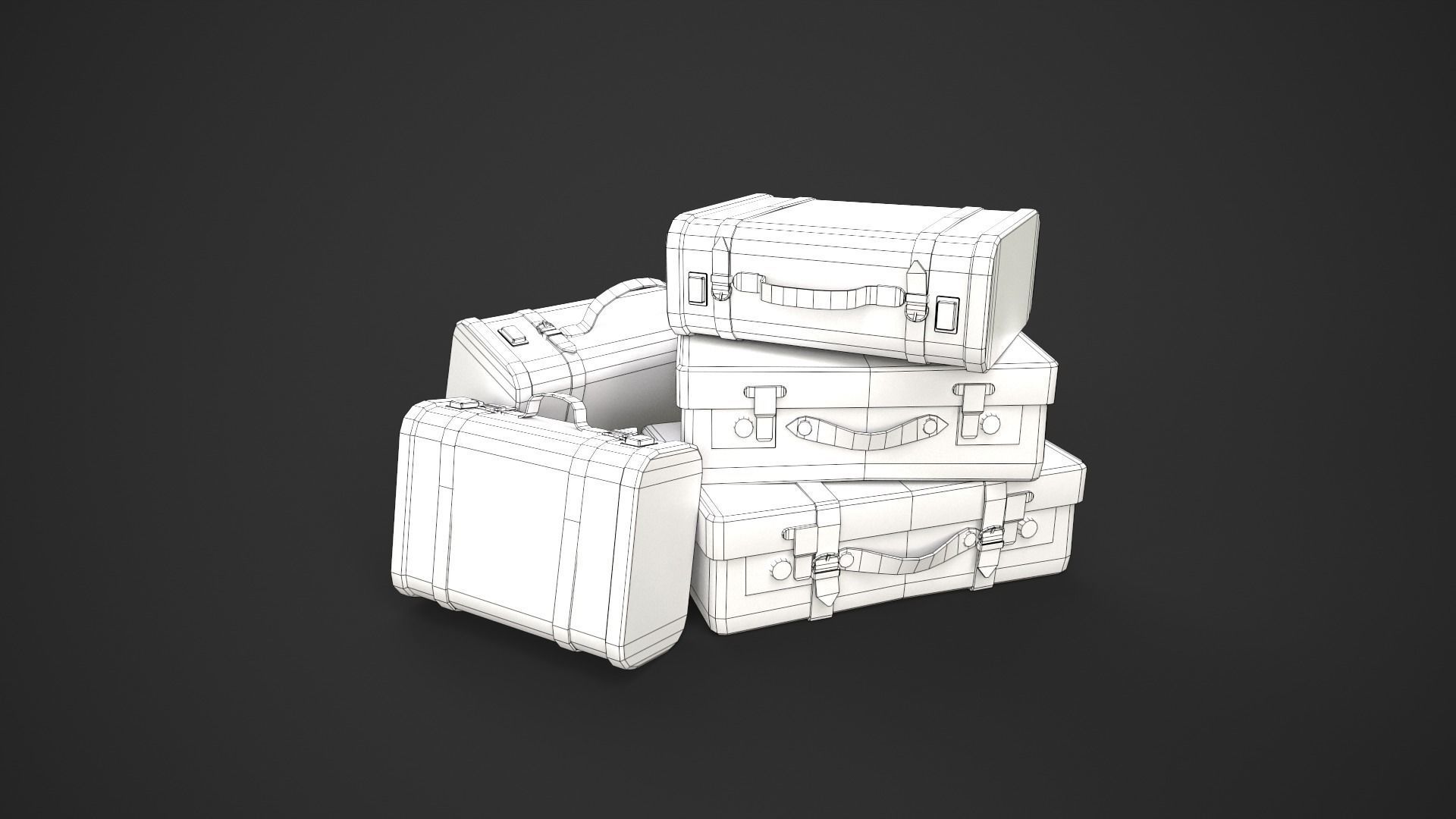 Cartoon Suitcases Low-poly 3D model_1