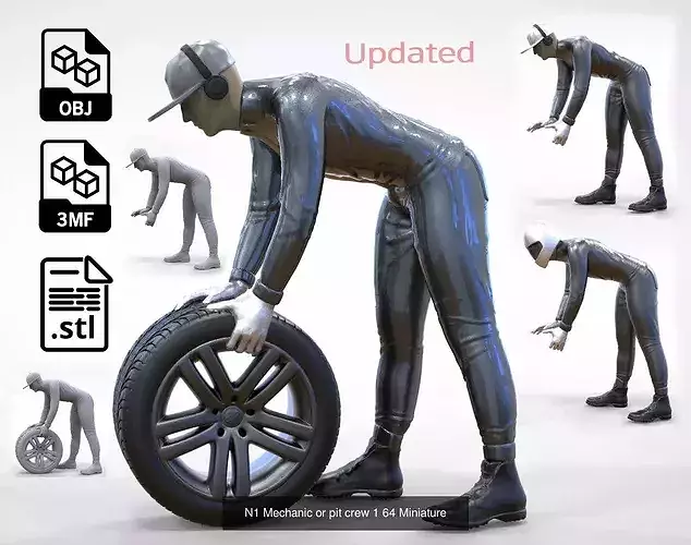 N1 Collection Mechanics Painters Welders Grinder 13 figure 3D Model Pack 3