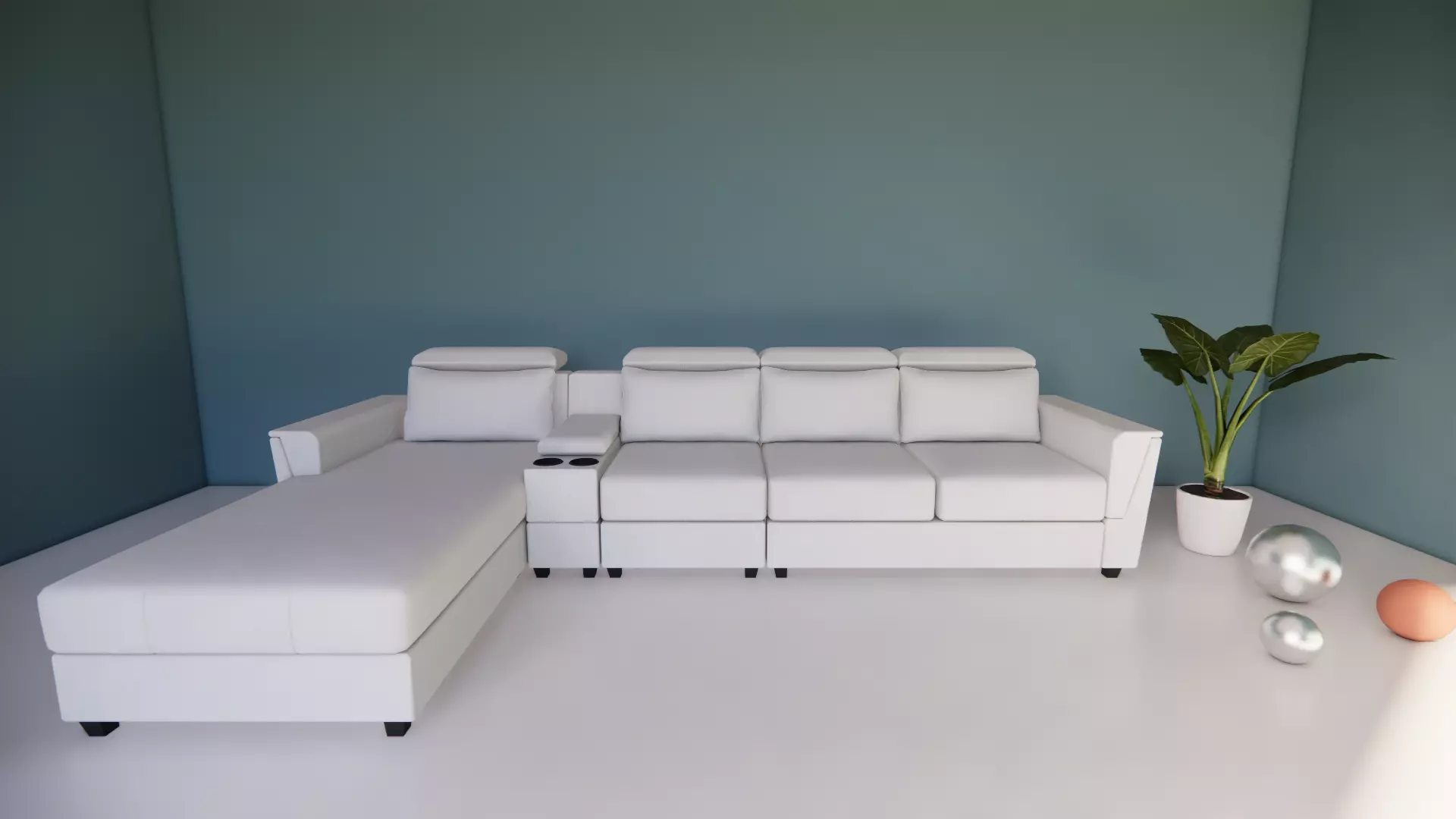 L-section leather sofa Low-poly 3D model_0