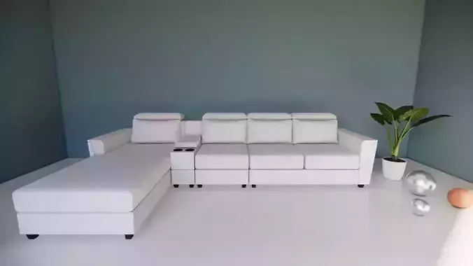 L-section leather sofa Low-poly 3D model