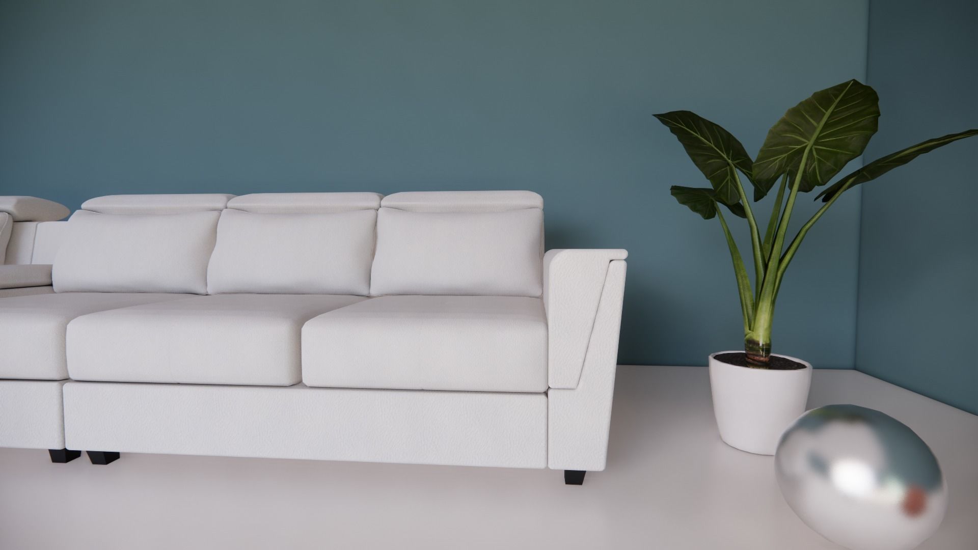 L-section leather sofa Low-poly 3D model_3