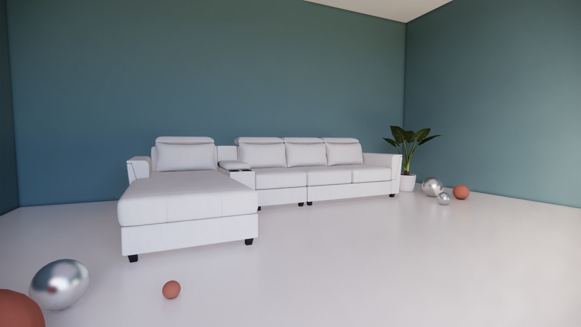 L-section leather sofa Low-poly 3D model_11