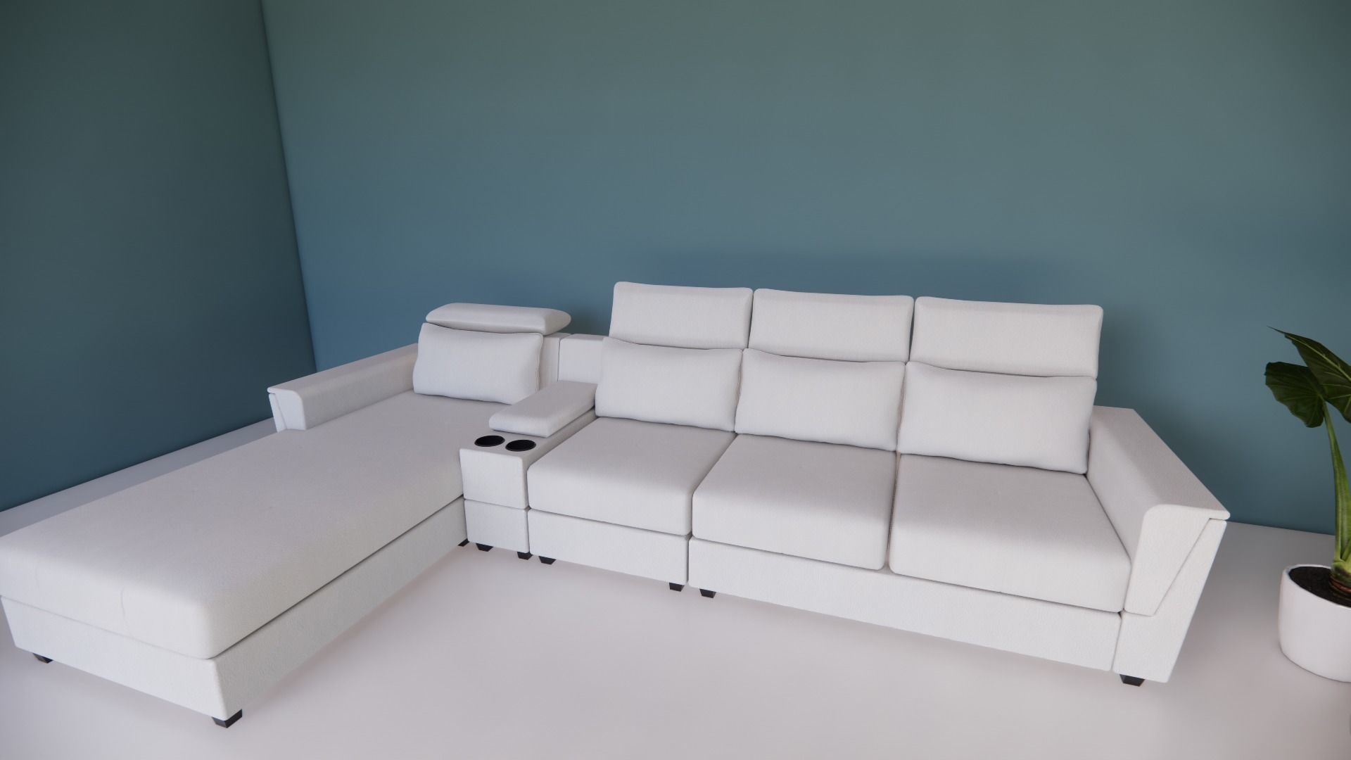 L-section leather sofa Low-poly 3D model_4