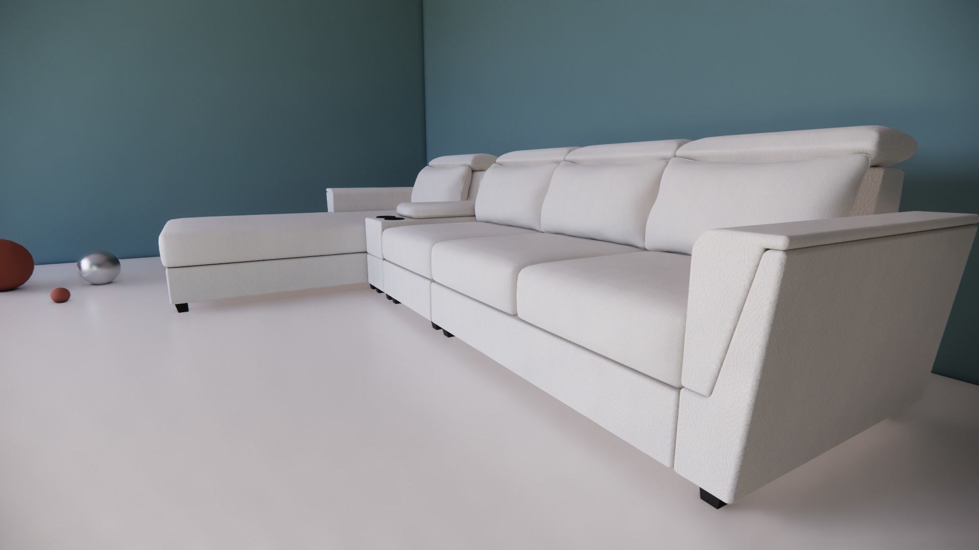 L-section leather sofa Low-poly 3D model_10