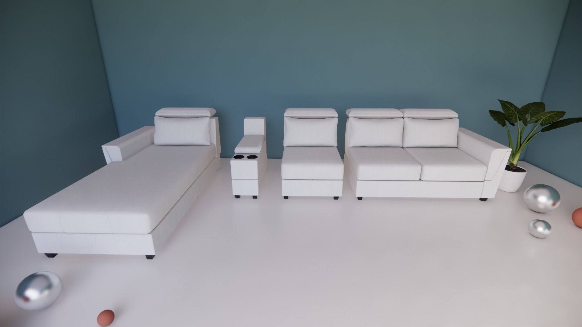 L-section leather sofa Low-poly 3D model_2