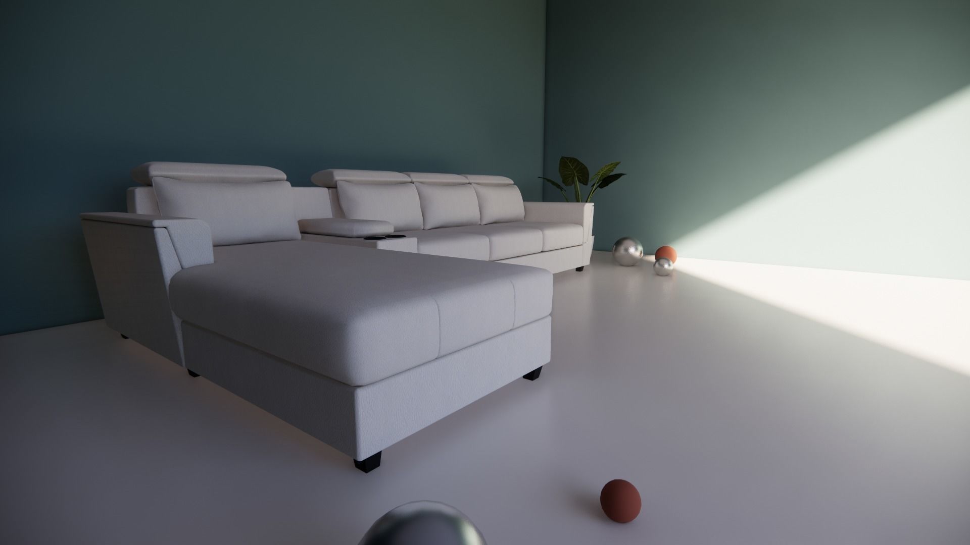 L-section leather sofa Low-poly 3D model_8