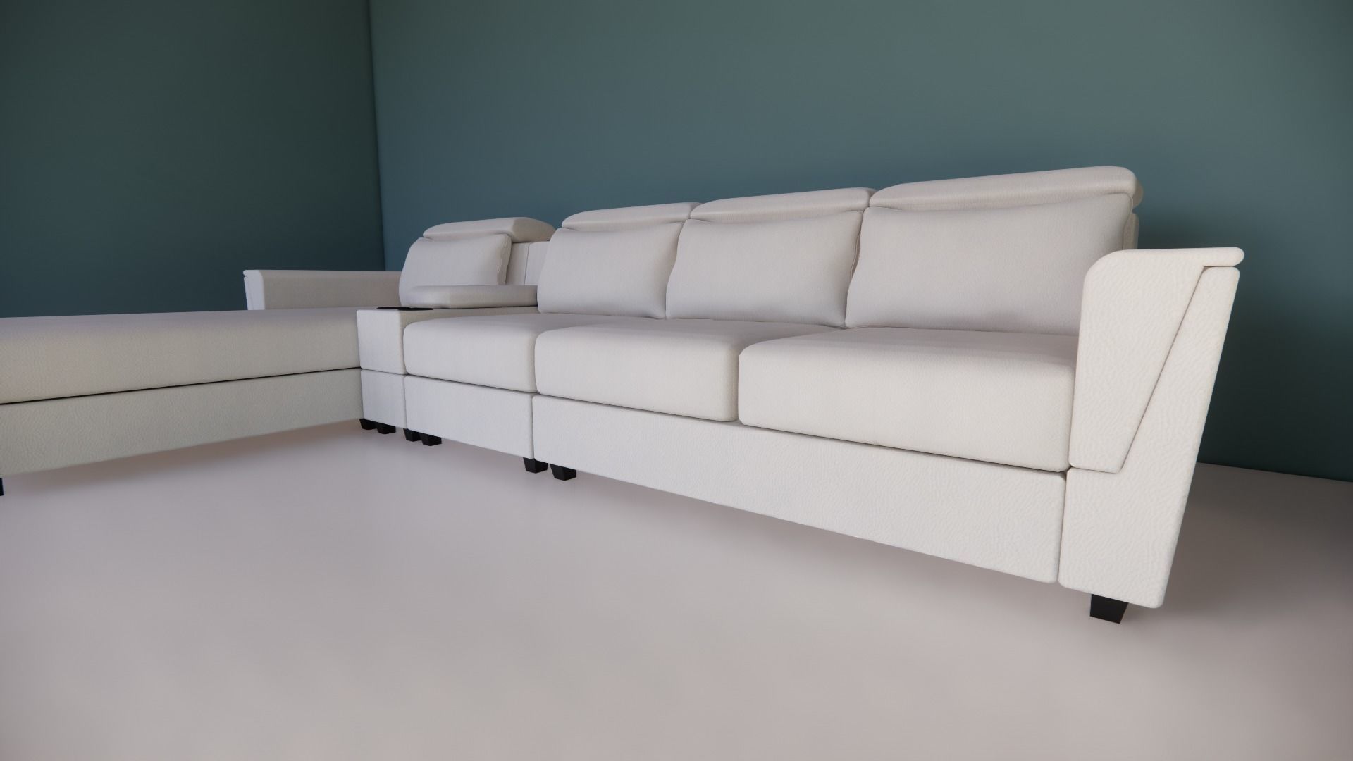 L-section leather sofa Low-poly 3D model_9