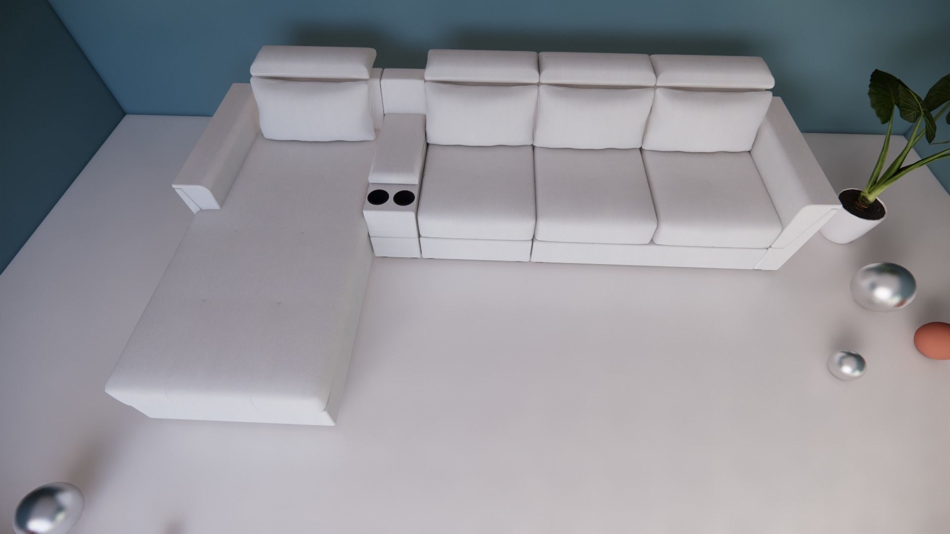 L-section leather sofa Low-poly 3D model_12