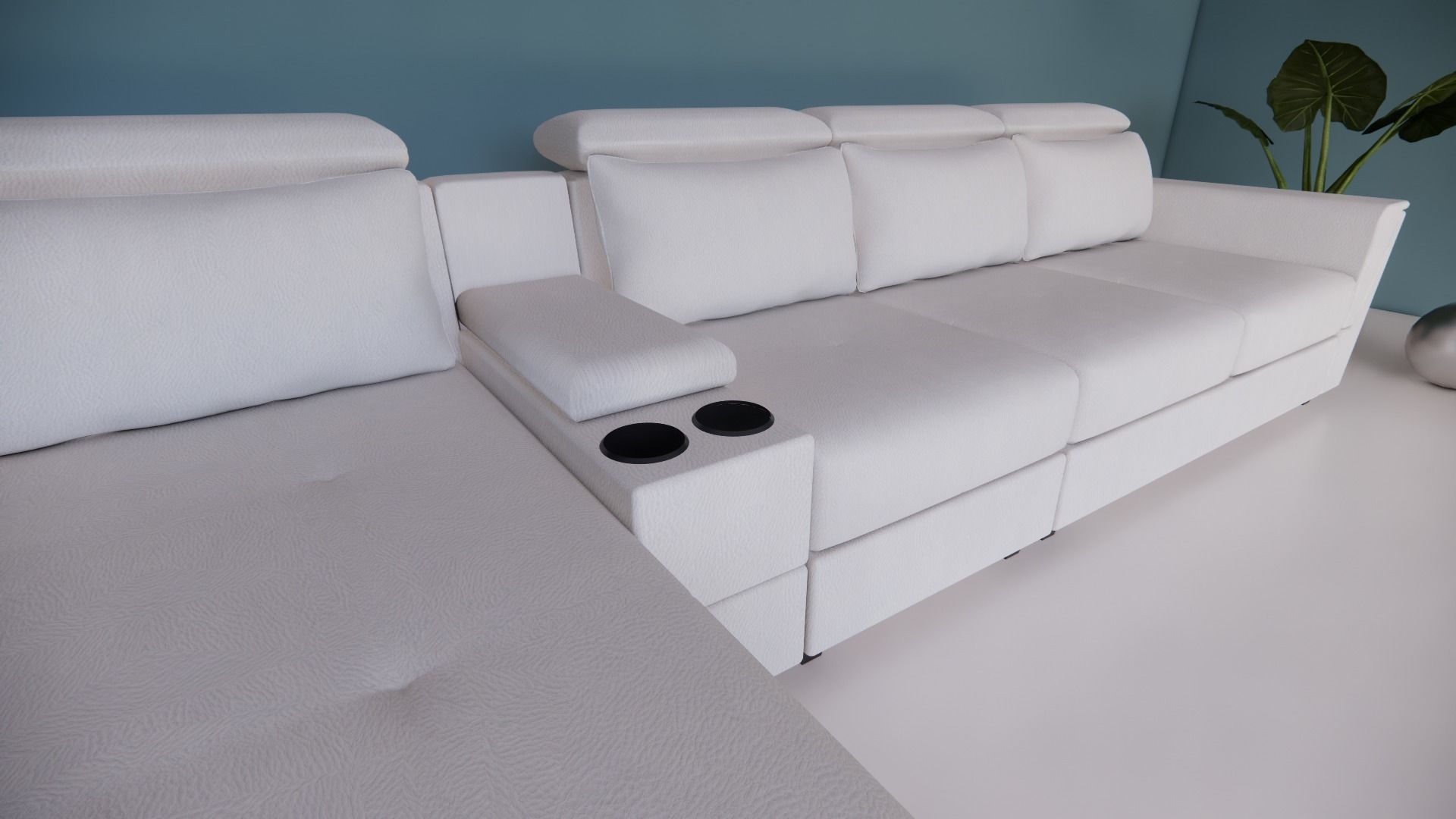 L-section leather sofa Low-poly 3D model_13