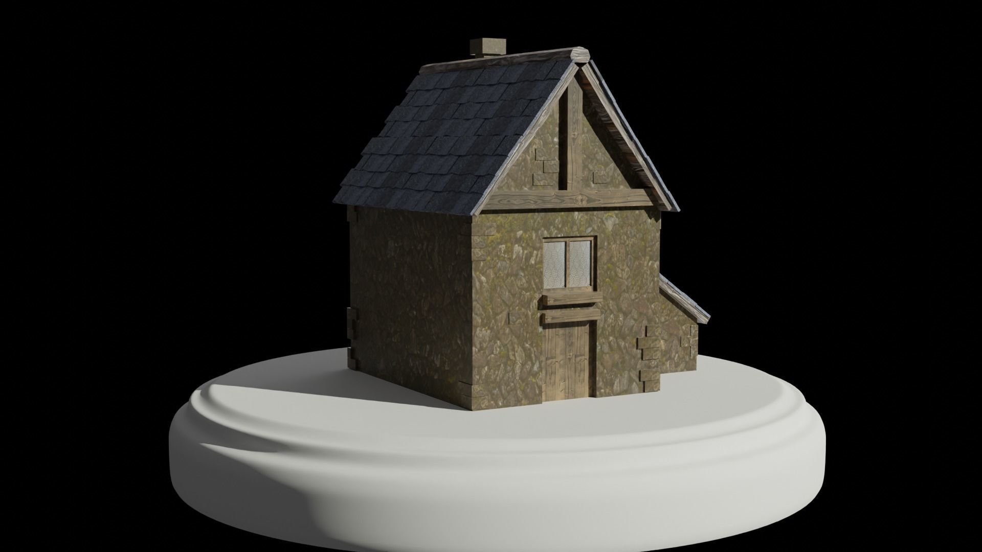 low poly Cottage wooden house Low-poly 3D model_5