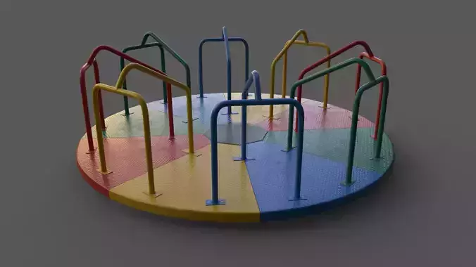 PBR Merry Go Round Roundabout B Low-poly 3D model