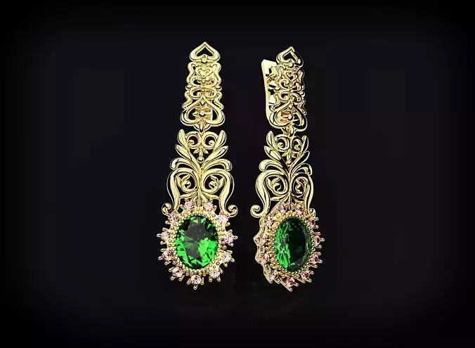 long earrings vintage  with a big stone
