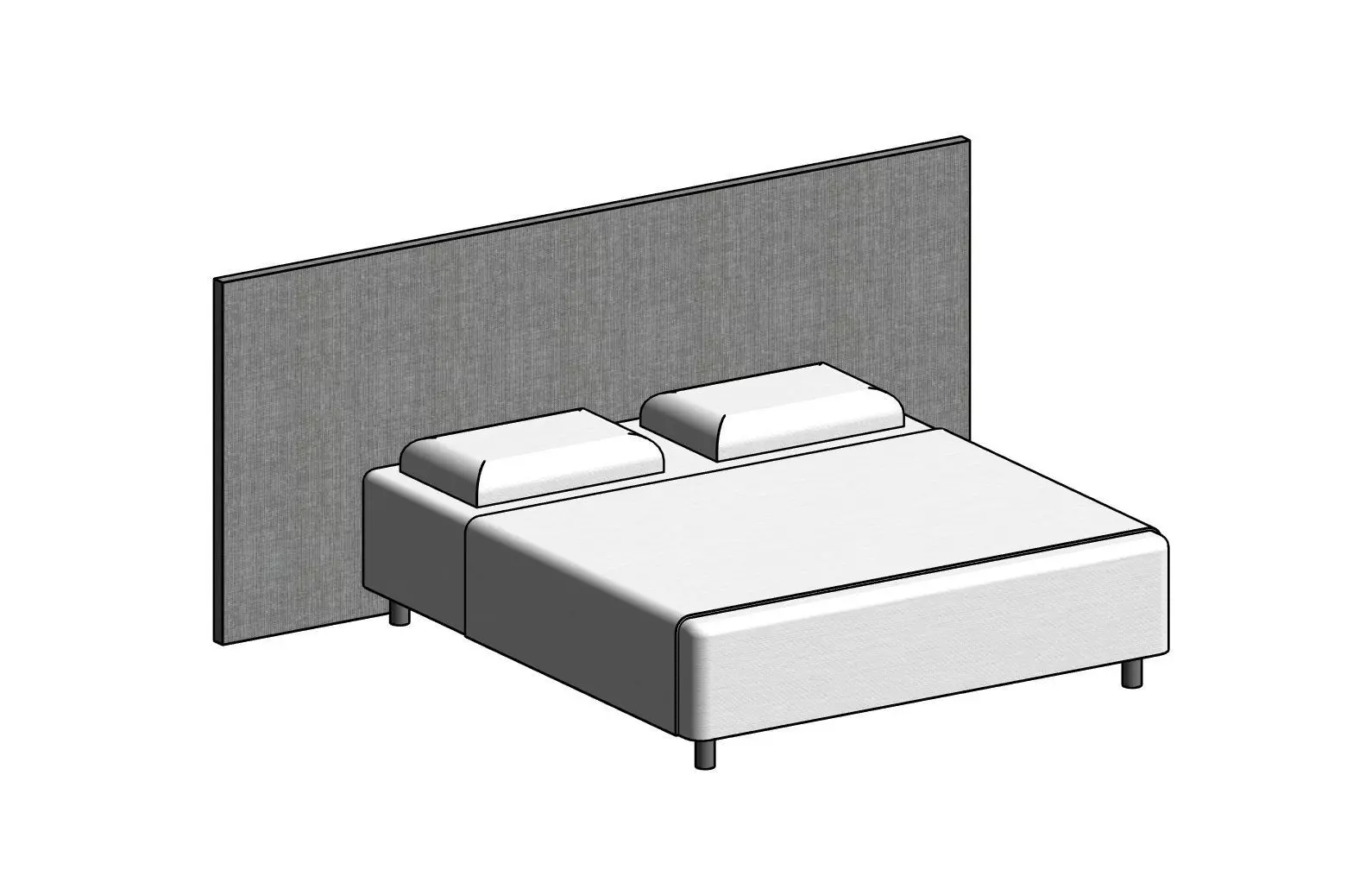 Double bed with textures Free low-poly 3D model