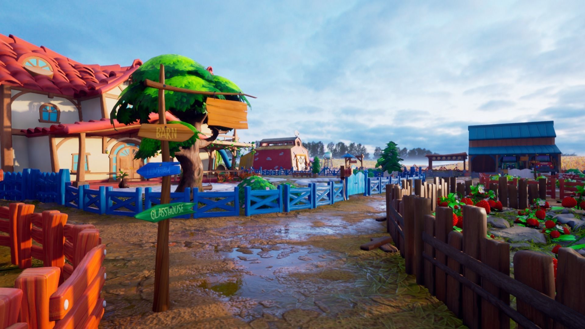 Farm village cartoon  Low-poly 3D model_6