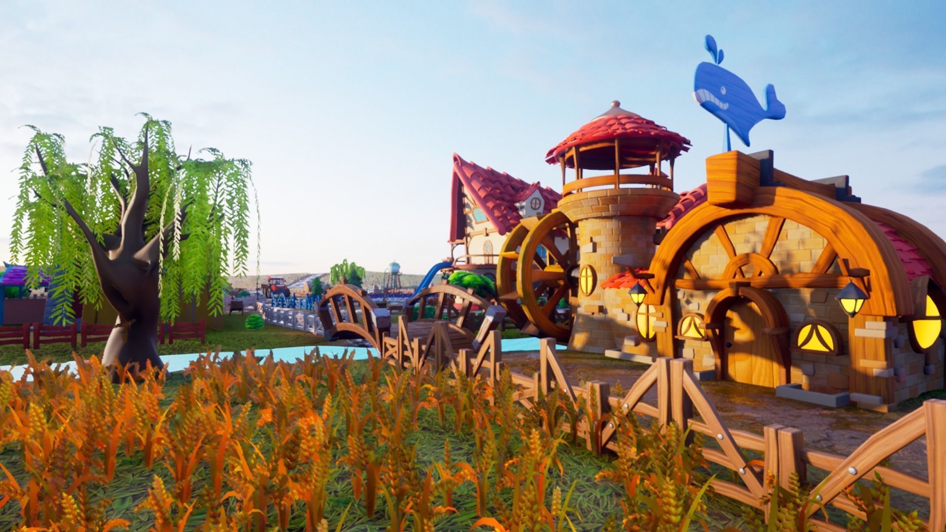 Farm village cartoon  Low-poly 3D model_12