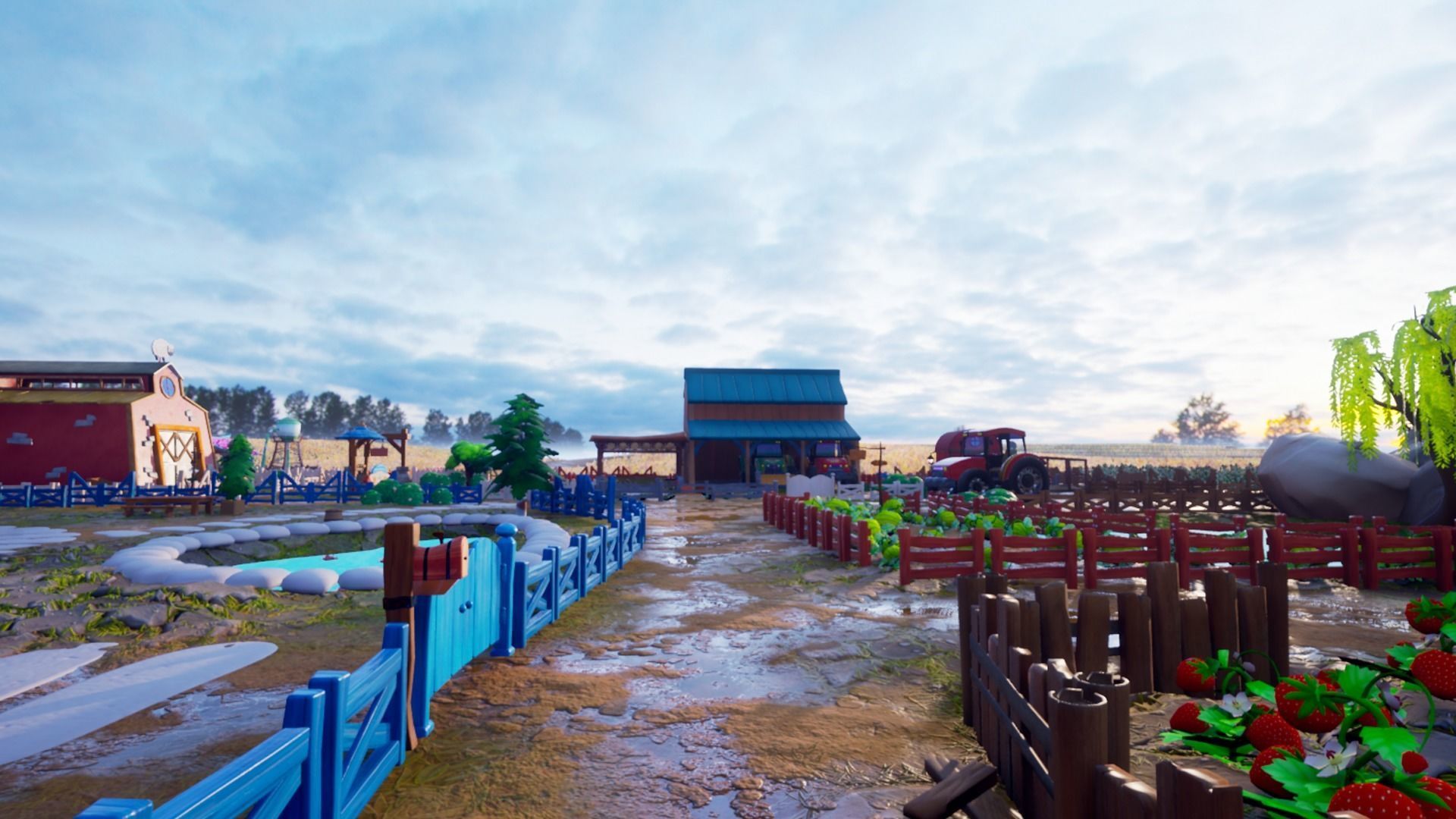 Farm village cartoon  Low-poly 3D model_7