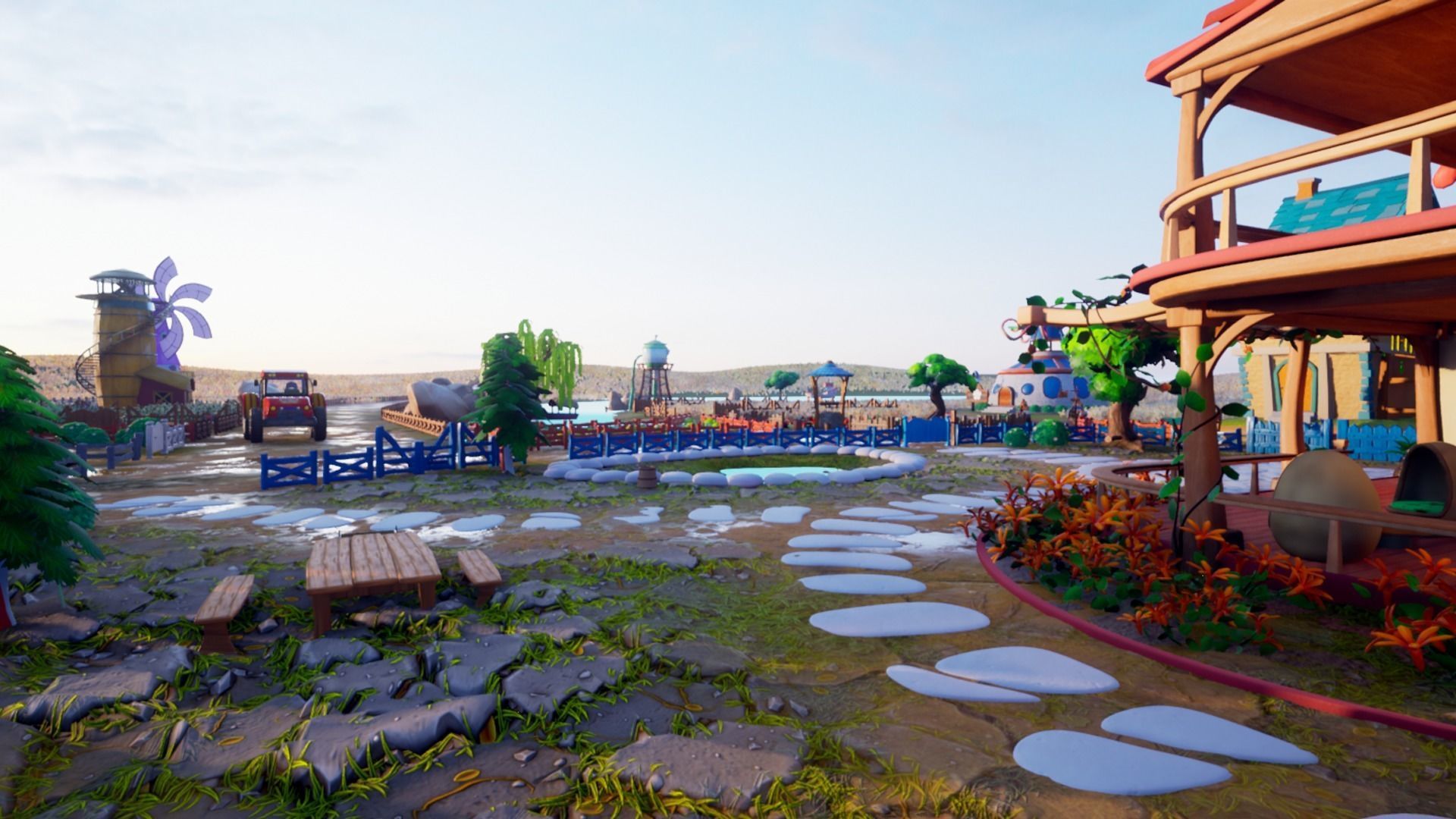 Farm village cartoon  Low-poly 3D model_4