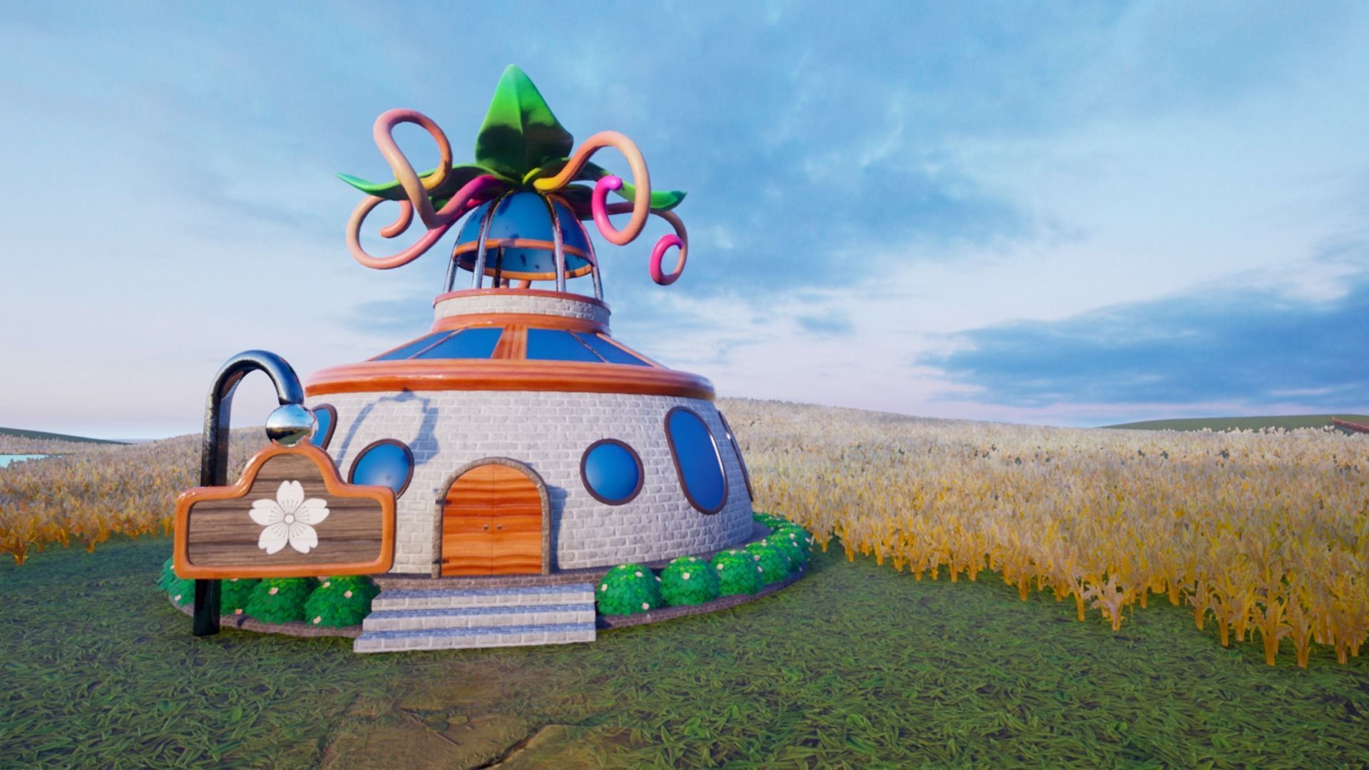 Farm village cartoon  Low-poly 3D model_8