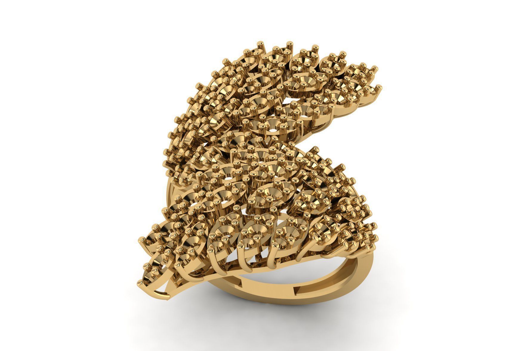 Leaf Wrap Flower Ring R 117 3D print model_2