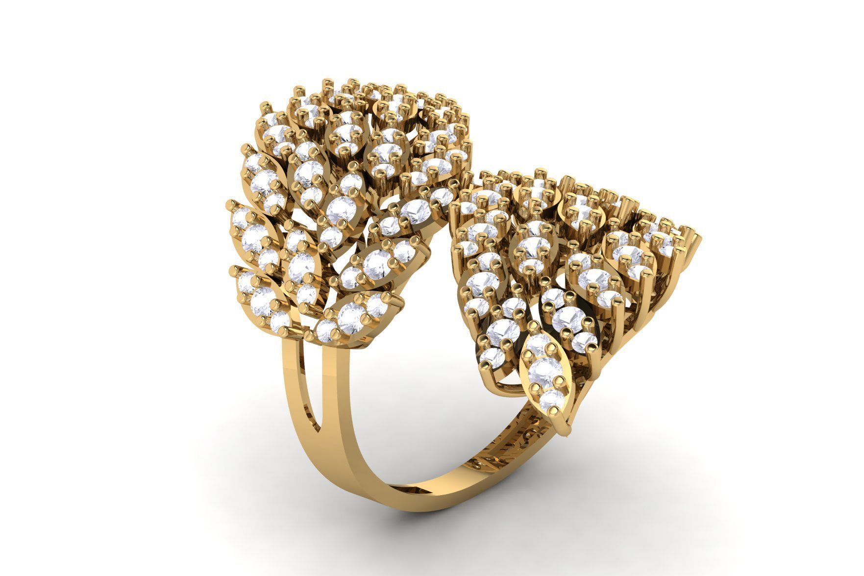 Leaf Wrap Flower Ring R 117 3D print model_1