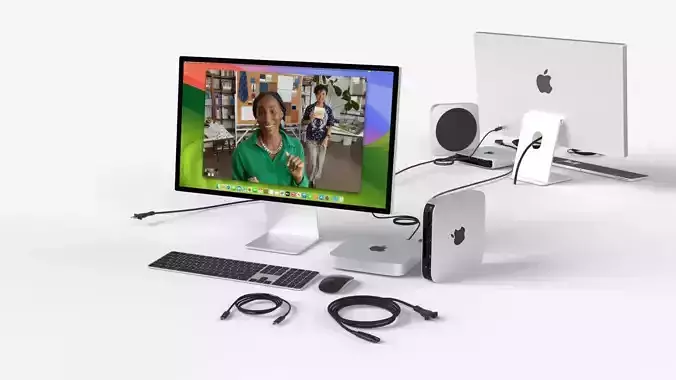 Mac mini 2023 with keyboard mouse 3D model