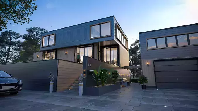 Modern House Cinema 4D Corona Render 3D model