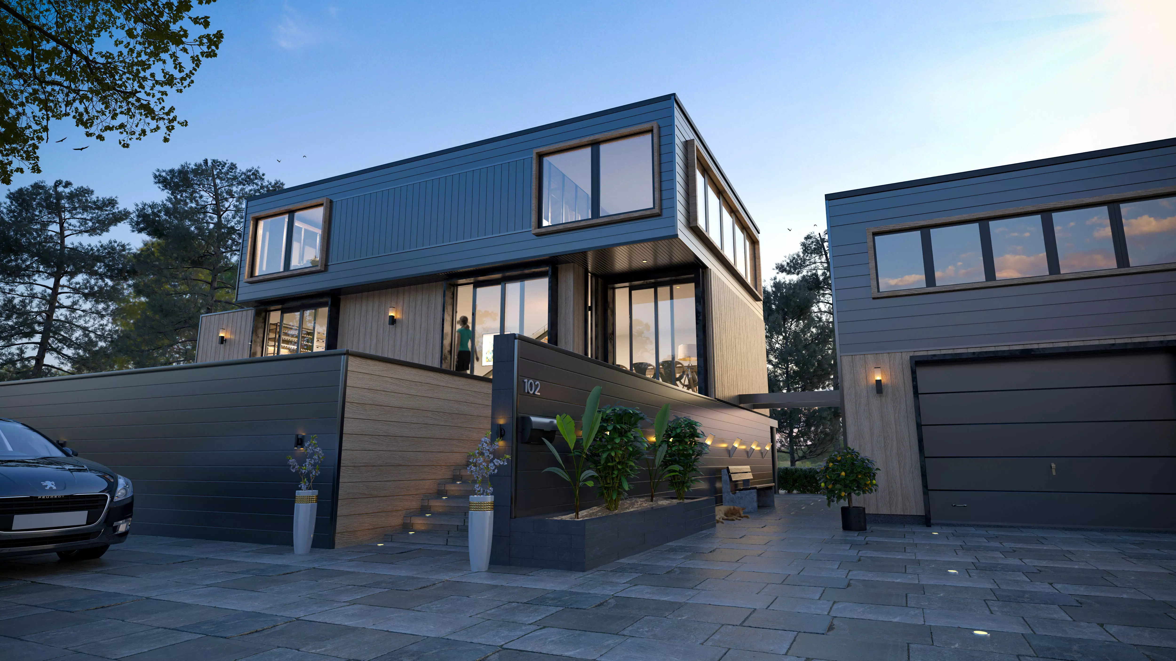 Modern House Cinema 4D Corona Render 3D model