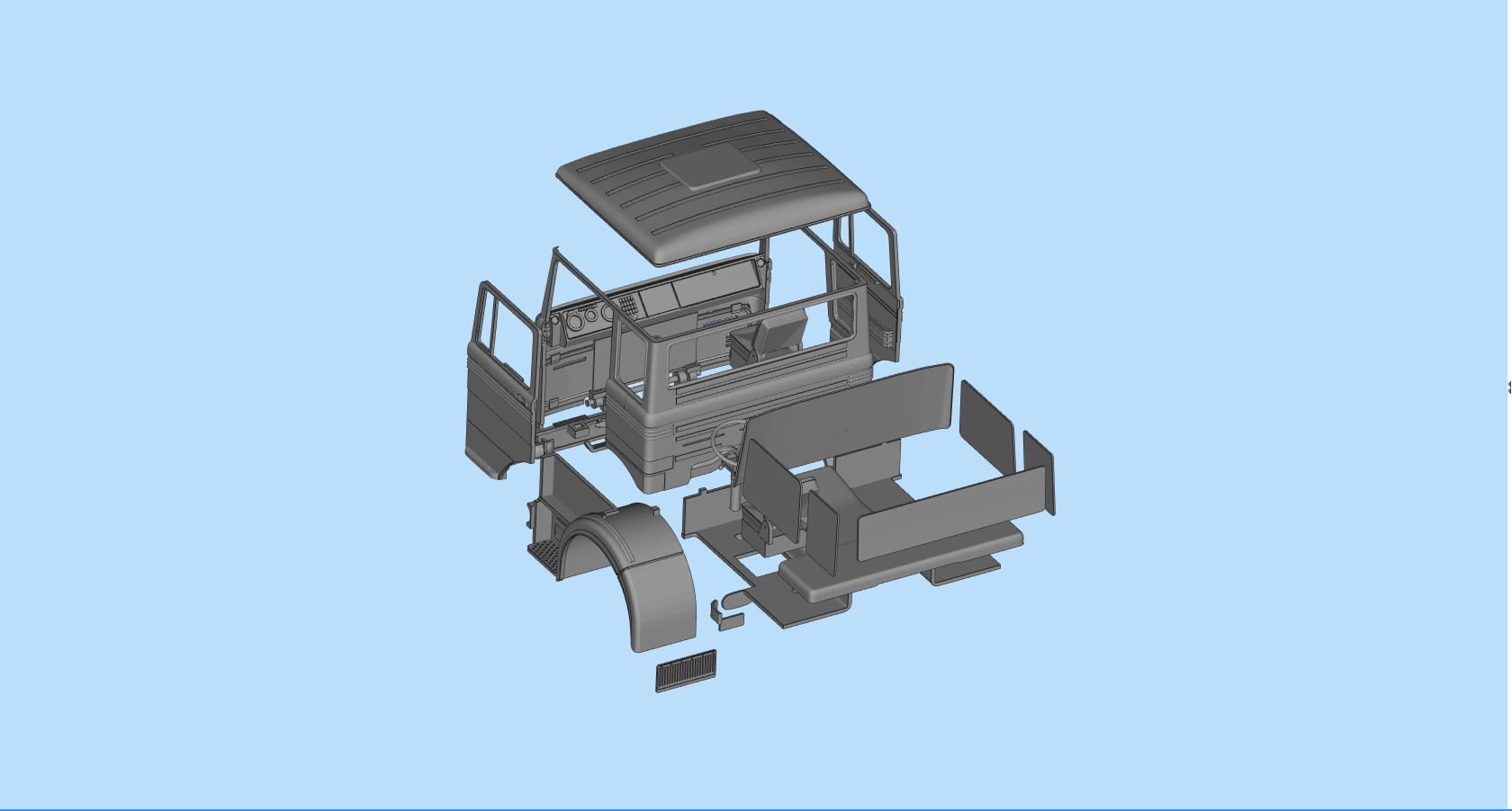 Cab old Truck german 3D print  LP series tractor 69 or 70 3D print model_12
