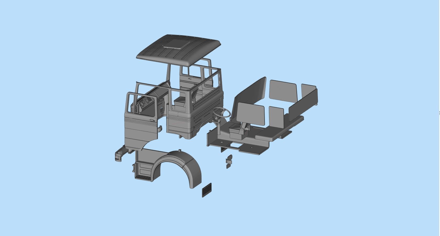 Cab old Truck german 3D print  LP series tractor 69 or 70 3D print model_11