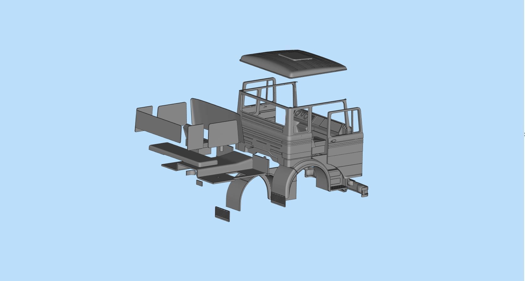 Cab old Truck german 3D print  LP series tractor 69 or 70 3D print model_13